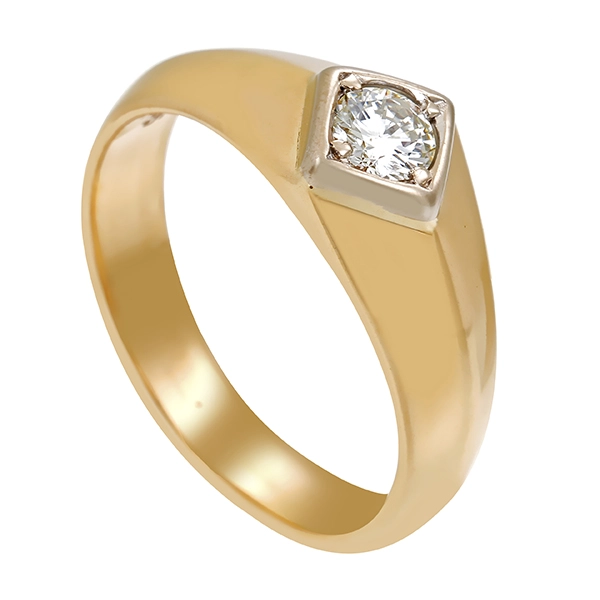 Herrenring, 14K, Gelbgold, Brillant