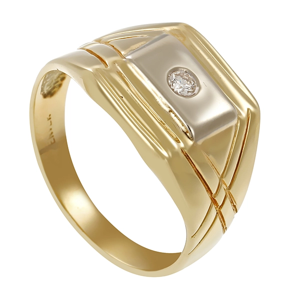 Herrenring, 14K, Gelb-/Weißgold, Brillant, U62