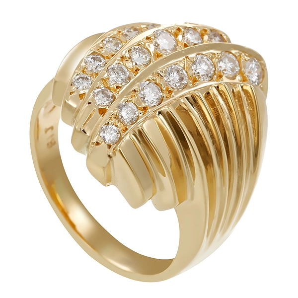 Damenring, 14K, Gelbgold, Brillanten