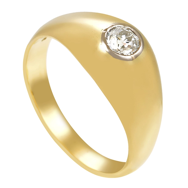 Diamantring, 14K, Gelbgold, Diamant 0,33 ct, Altschliff