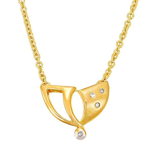 Collier, 8K, Gelbgold, Diamanten