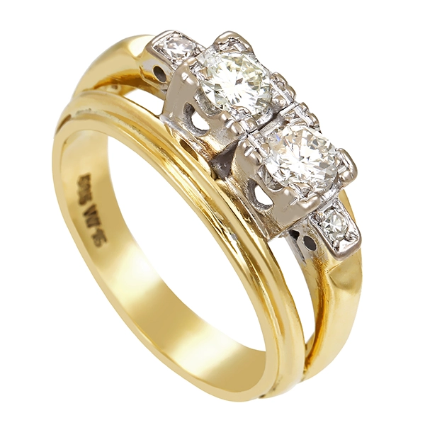 Diamantring, 14K, Gelb-/Weißgold, Brillanten 0,60 ct, Diamanten ca.0,04ct