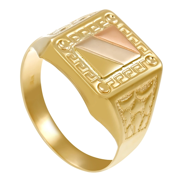 Herrenring, 14K, Gelb-/Rot-/Weißgold