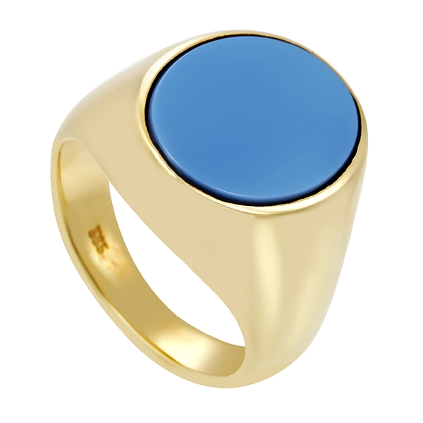 Herrenring, 14K, Gelbgold, Lagenstein