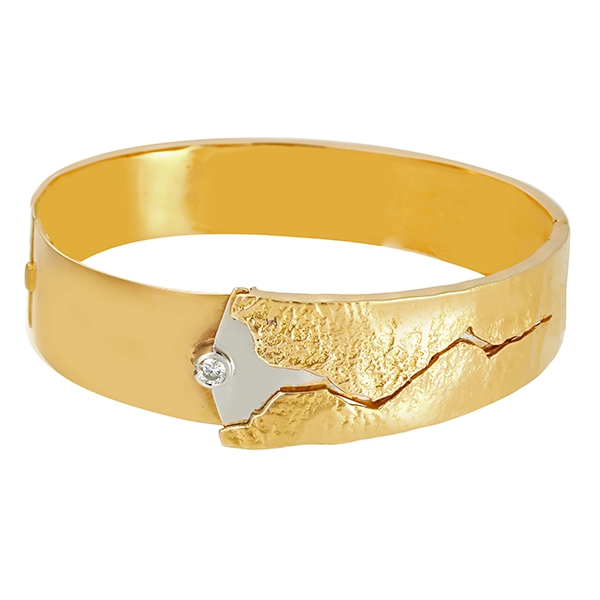 Armreif, 14K, Gelb-/Weißgold, Brillant 0,20 ct