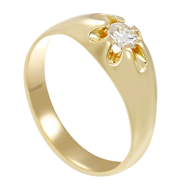 Herrenring, 14K, Gelbgold, Brillant 0,46 ct