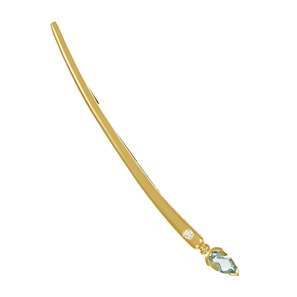 Brosche, 18K, Gelbgold, Aquamarin, Brillant