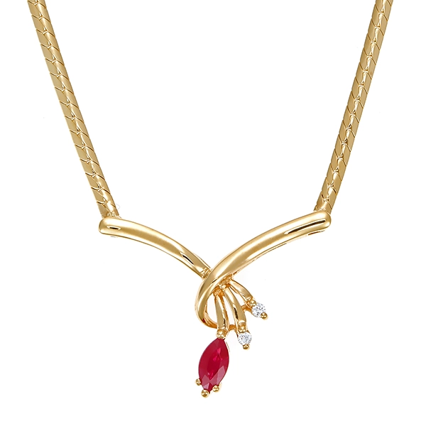 Collier, 8K, Gelbgold, Rubin, Zirkonia