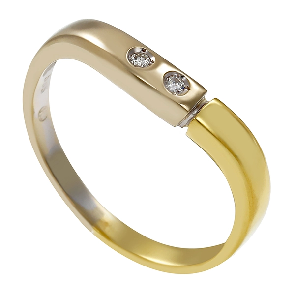 Ring, 14K, Gelb-/Weißgold, Brillanten 