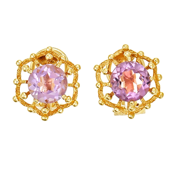 Ohrclipse, 14K, Gelbgold, Amethyst