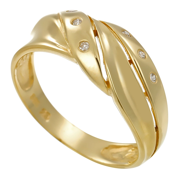 Damenring, 14K, Gelbgold, Diamanten, U55