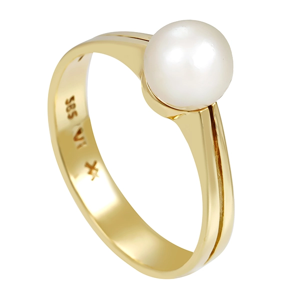 Ring, 14K, Gelbgold, Perle