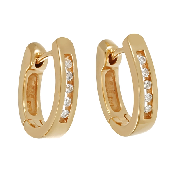 Creolen, 14K, Gelbgold, Brillanten