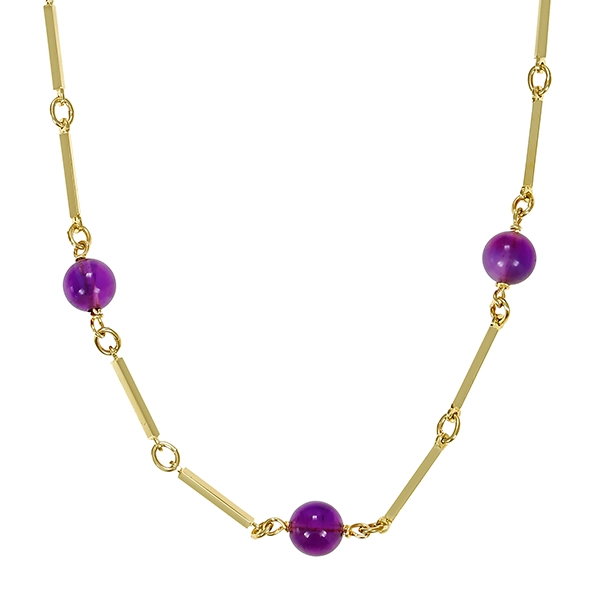 Collier, 14K, Gelbgold, Amethyst