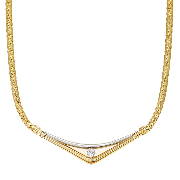 Collier, 18K, Gelb-/Weißgold, Brillant 