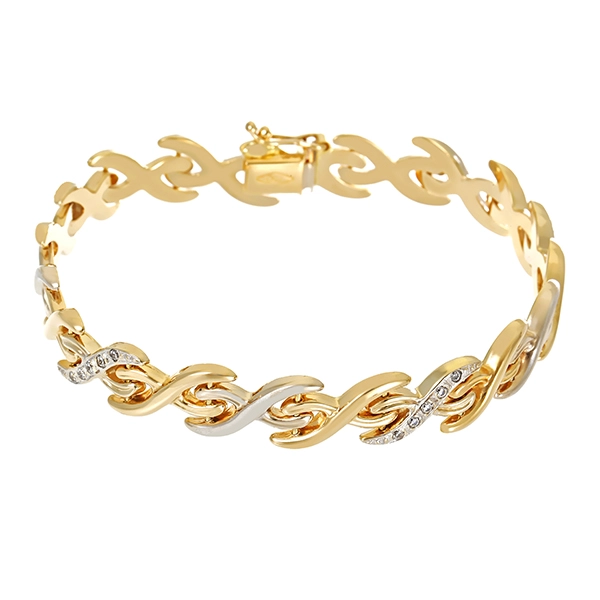 Armband, 18K, Gelb-/Weißgold, Zirkonia