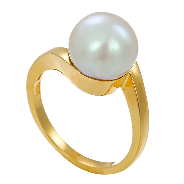 Ring, 14K, Gelbgold, Perle