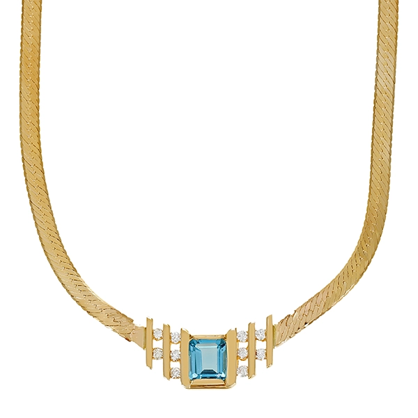 Collier, 14K, Gelbgold, Brillanten, Topas 