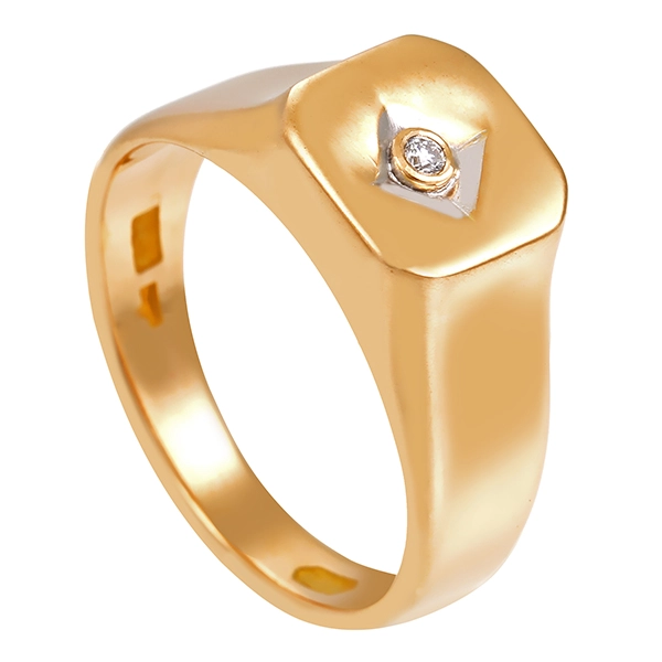 Diamantring, 14K, Gelb-/Weißgold, Brillant