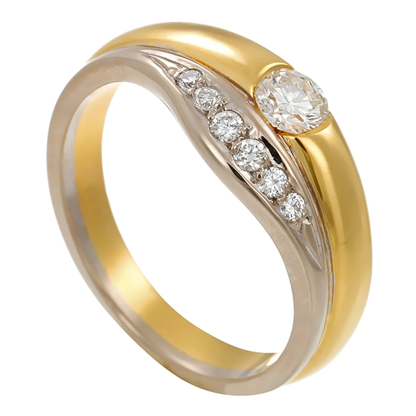 Diamantring, 18K, Gelb-/Weißgold, Brillanten 0,35 ct