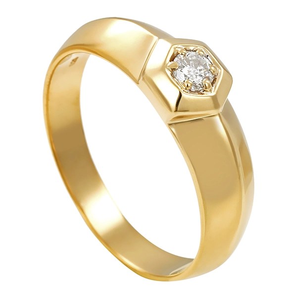 Herrenring, 14K, Gelbgold, Brillant 0,25 ct