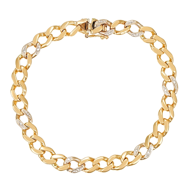 Armband, 14K, Gelb-/Weißgold, Brillanten