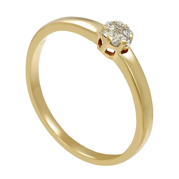 Diamantring, 9K, Gelbgold, Brillanten