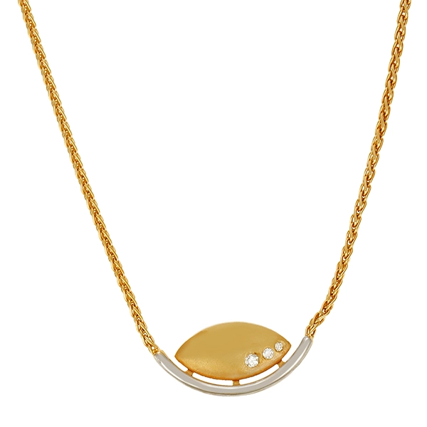 Collier, 14K, Gelb/Weißgold, Brillanten