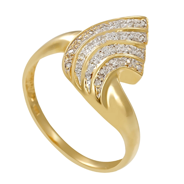 Ring, 14K, Gelb-/Weißgold, Diamanten 