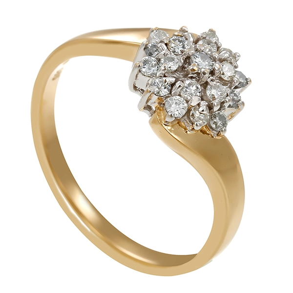 Diamantring, 14K, Gelb-/Weißgold, Brillanten 0,45 ct