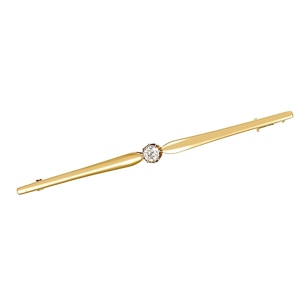 Brosche, 14K, Gelbgold, Diamant, Altschliff