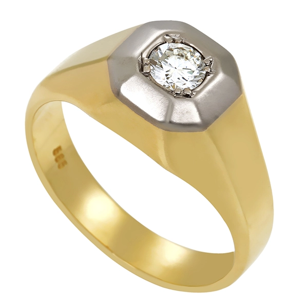 Herrenring, 14K, Gelb-/Weißgold, Brillant 0,30 ct