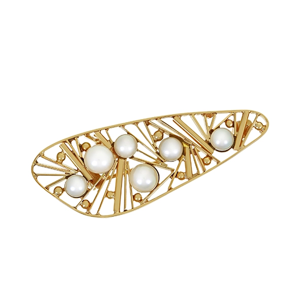 Brosche, 14K, Gelbgold, Perle