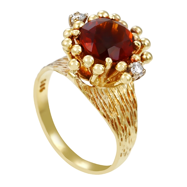 Ring, 14K, Gelbgold, Citrin, Brillant