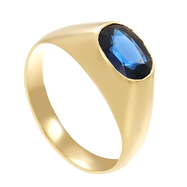 Damenring, 14K, Gelbgold, Saphir