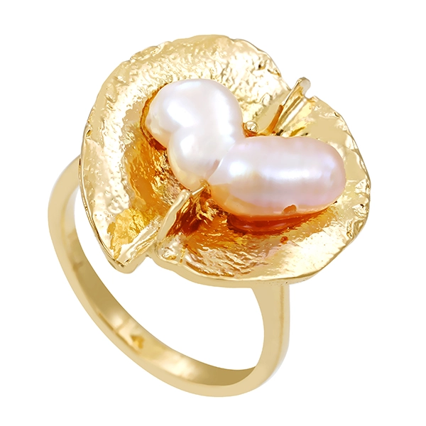 Ring, 18K, Gelbgold, Keshi-Perle