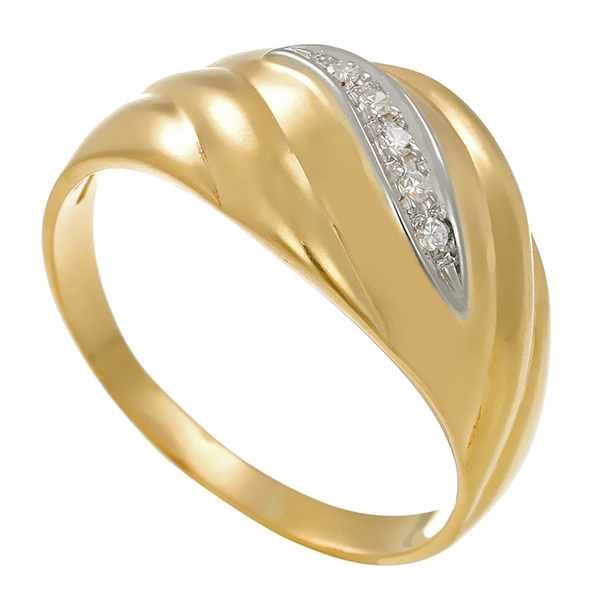 Damenring, 18K, Gelb-/Weißgold, Diamanten