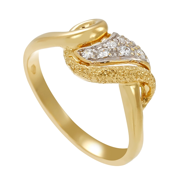 Damenring, 18K, Gelb-/Weißgold, Zirkonia