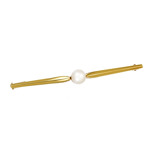 Brosche, 14K, Gelbgold, Perle