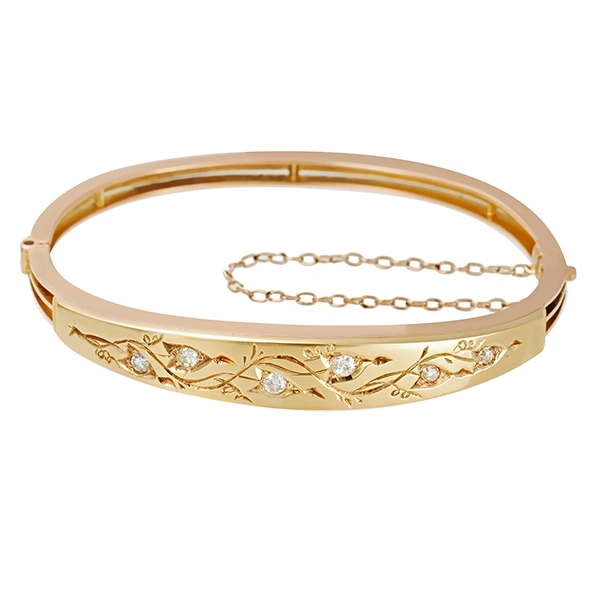 Armreif, 14K, Gelbgold, Diamanten