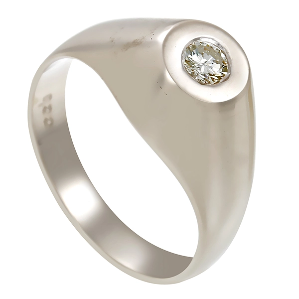 Herrenring, 14K, Weißgold, Brillant, U60