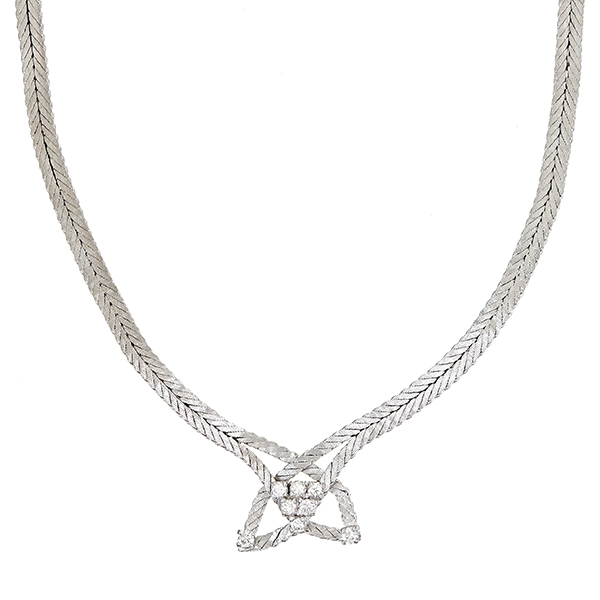 Collier, 18K, Weißgold, Brillanten 0,64 ct