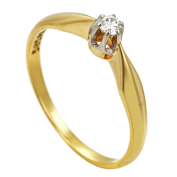 Diamantring, 14K, Gelb-/Weißgold, Brillant