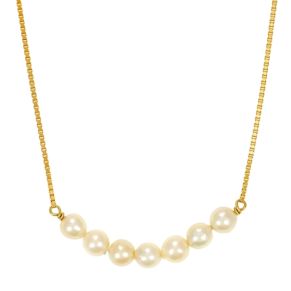 Collier, 14K, Gelbgold, Perlen