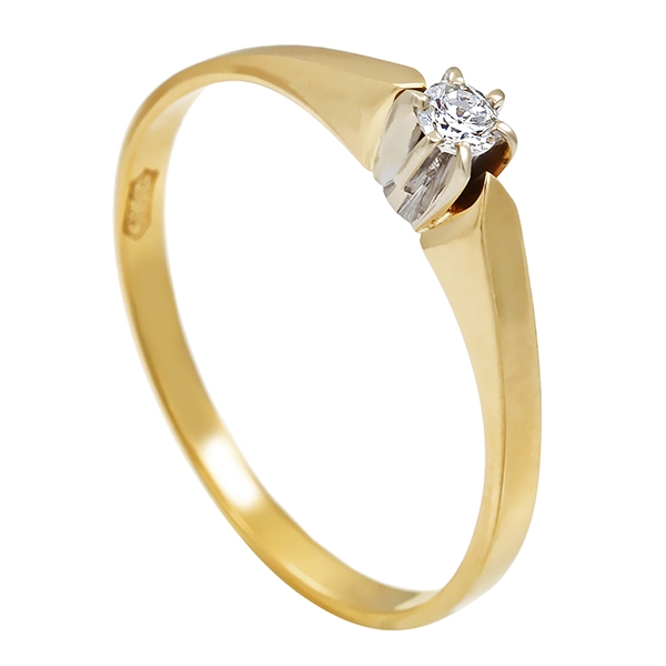 Diamantring, 14K, Gelb-/Weißgold, Brillant