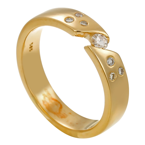 Ring, 14K, Gelbgold, Brillanten