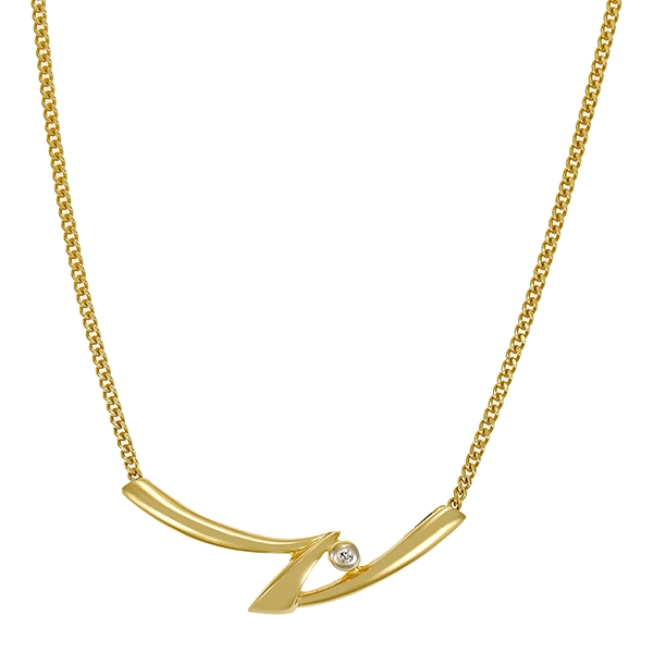 Collier, 14K, Gelb-/Weißgold, Diamant