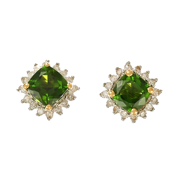 Ohrstecker, 14K, Gelb-/Weißgold, Diamanten, Diopside