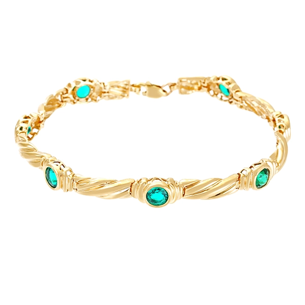 Armband, 10K, Gelbgold, Schmucksteine