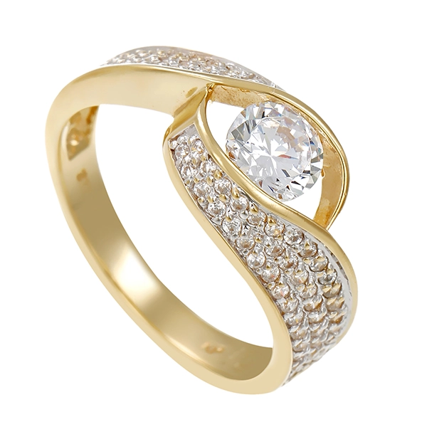 Ring, 9K, Gelbgold, Zirkonia